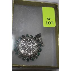 .925 SILVER GENUINE EMERALD PENDANT (17.8g)