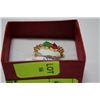 Image 1 : .925 SILVER CZ NATURAL GREEN EMERALD & RUBY RING