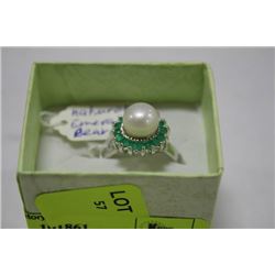.925 SILVER GENUINE GREEN EMERALD & GENUINE WHITE
