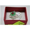 Image 1 : .925 SILVER NATURAL RUBY & EMERALD, CZ RING