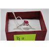 Image 1 : .925 SILVER GENUINE NATURAL RUBY TOP RED, CZ RING