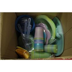 LARGE BOX OF ASSORTED PICNIC ITEMS