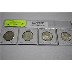 QUEEN ELIZABETH II SILVER 50CENTS 1960-61-62-63 X4