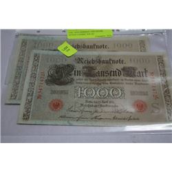 UNC 1910 GERMAN 1000 MARK NOTES CONSEC S/N X2