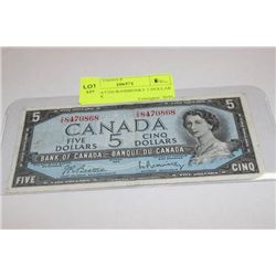 1954 BEATTIE/RASMINSKY 5 DOLLAR NOTE I/X