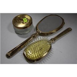 ESTATE VANITY MIRROR/ BRUSH AND COMPACT JAR