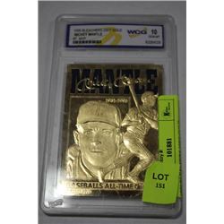 1996 BLEACHERS 23KT GOLD MICKEY MANTLE CARD