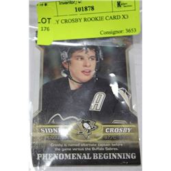 SIDNEY CROSBY ROOKIE CARD X3