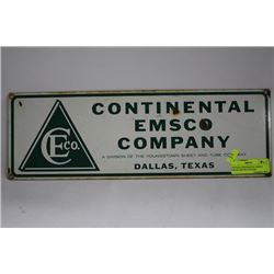 VINTAGE CONTINENTAL EMSCO PORCELAIN OIL/GAS SIGN