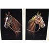 Image 1 : PAIR OF ESTATE VELVET HORSE PICTURES
