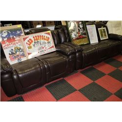NEW CHOCOLATE BROWN LEATHER RECLINING SOFA