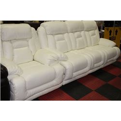 NEW WHITE LEATHER RECLINING SOFA W CHAIR