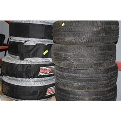 SET OF 4 STEEL RIMS W TIRES W EXTRA 15" TIRES