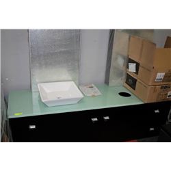 LARGE 2 WELL WALL MOUNT BATHROOM VANITY