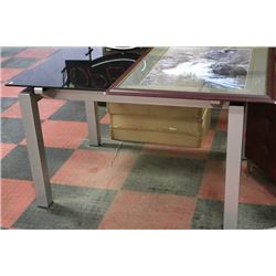 NEW SILVER AND BLACK GLASSTOP KITCHEN TABLE