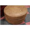 Image 1 : BROWN MICROFIBRE ROUND OTTOMAN