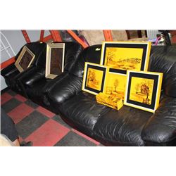 LEATHER LOVESEAT W/ 2 ARM CHAIRS