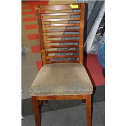 WOOD & FABRIC SLAT-BACKED CHAIR