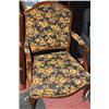 Image 1 : ESTATE VINTAGE WOOD AND FABRIC ARMCHAIR