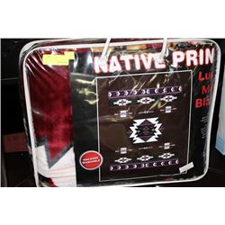 QUEEN SIZE NATIVE PRINT LUXURY BLANKET