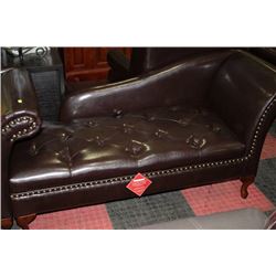 NEW BROWN LEATHERETTE STORAGE CHAISE LOUNGE CHAIR