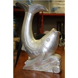 LARGE SILVER-LEAF FISH SCULPTURE