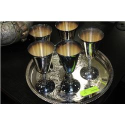 ESTATE TRAY W 5 GOBLETS
