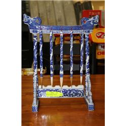 SET OF 5 CHINESE CALIGRAPHY BRUSHES ON STAND