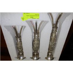SET OF 3 SILVER LEAF CANDLE HOLDERS