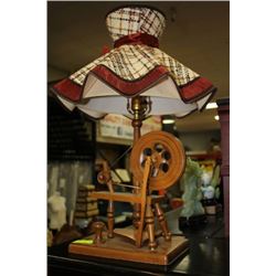 ESTATE WOOD SPINNING WHEEL LAMP