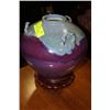 Image 1 : DESIGNER PURPLE AND BLUE CERAMIC VASE W/ WOOD BASE