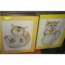 PAIR OF NEILSEN CAT PRINTS