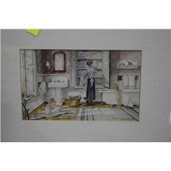 TRISH ROMANCE 1985 "BATH TIME" CUSTOM FRAMED AND