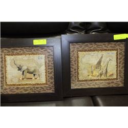 GIRAFFE AND ELEPHANT FRAMED PICTURE