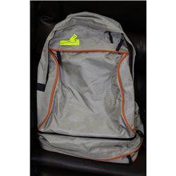 SILVER SPORTS BAG WITH ORANGE PIPING