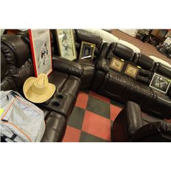 NEW CHOCOLATE BROWN LEAHTER RECLINING SOFA W