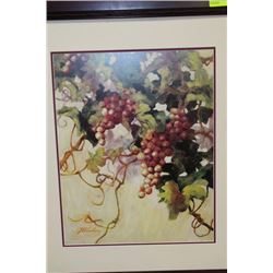 SOLID WOOD FRAMED GRAPE VINE PICTURE BY