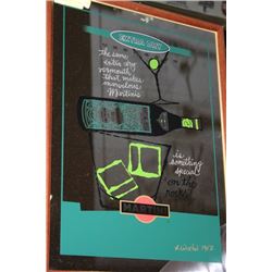 EXTRA DRY VERMOUTH 1960 STOCK FRAMED MIRROR ART