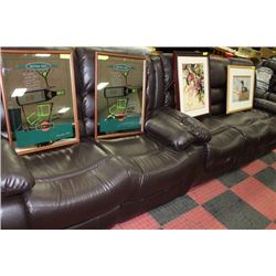NEW BROWN LEATHER RECLINING SOFA W LOVE SEAT