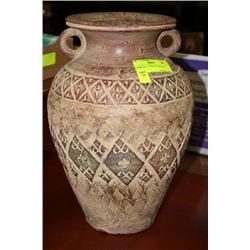 LARGE CLAY VASE W/ HANDLES