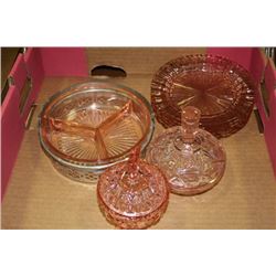 ESTATE LOT OF 10 PCES OF PINK DEPRESSION GLASS