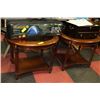 Image 1 : PAIR OF SOLID WOOD & GLASS INSERT SIDE TABLES