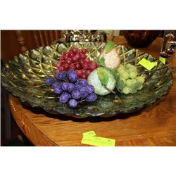 LARGE GLASS BOWL AND FRUIT