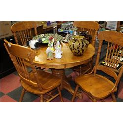 OAK TABLE AND 4 CHAIRS W/ LEAF