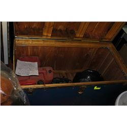 LARGE BLUE TRUNK WITH CONTENTS