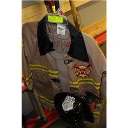 CHILD'S FIREFIGHTER SUIT, HELMET & EXTINGUISHER