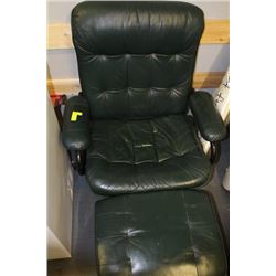 GREEN OFFICE CHAIR WITH OTTOMAN