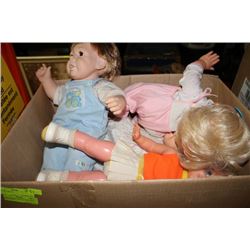 BOX W VINTAGE DOLLS INCLUDES 1964 WALKING DOLL AND