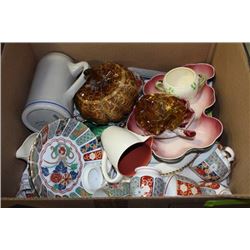 ESTATE BOX OF CHINA AND ASST ORNAMENTS