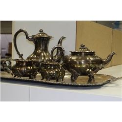 SILVERPLATE TEA SERVICE WITH COFFEE & TEA POTS,
